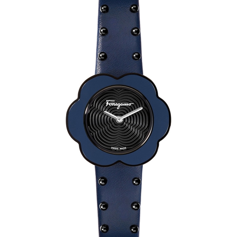 Salvatore Ferragamo Fiore Studded Strap Watch